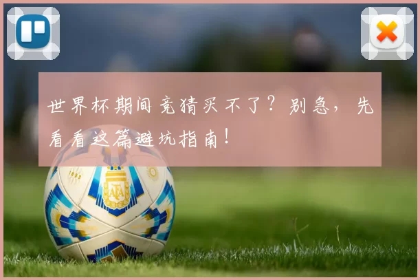 世界杯期间竞猜买不了？别急，先看看这篇避坑指南！