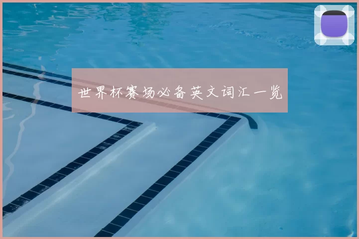世界杯赛场必备英文词汇一览